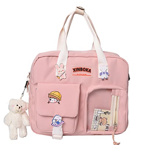 ASUYOERU Mochila Kawaii japonesa linda ombro menina estudantes bolsa escolar transversal, Rosa, larg