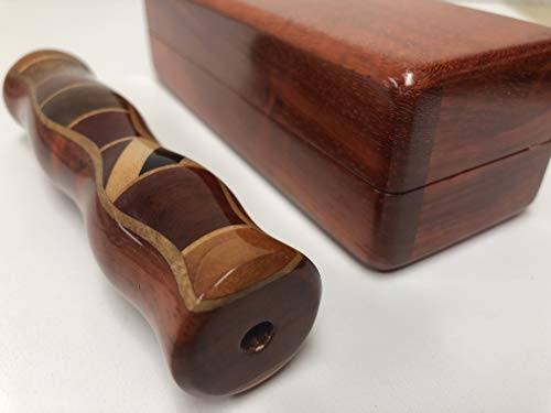 N & J Kaleidoscope Teleidoscope in Padauk Wood, 5 1/2 Inch Barrel, Inlaid Hardwoods of Padauk, Teak, Ebony, and Jalneem, Wood Presentation Box - Engraving Plate Compatible ! Handcrafted in U S A !