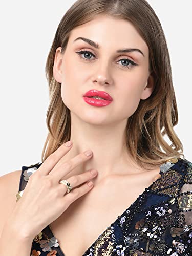 Beaded Elasticated Fusion Ring with Diamonds