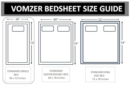 Image of VOMZER 300 Threadcount Elastic Fitted Bedsheets Single Bed with 1 Pillow Cover | Single Bed with All Around Elastic, Size 36 X 72 X 8 Inches Blue