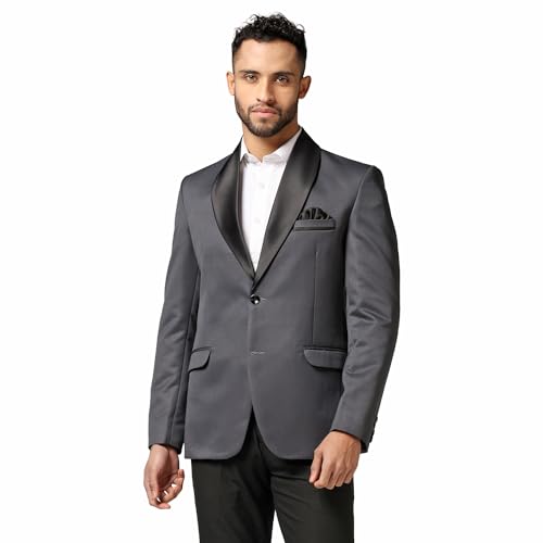 Image of TAHVO Men Blazer Lycra Fabric Slim Fit Single Breasted Blazer