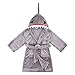 Boys Robe Animal Plush Soft Hooded Terry Bathrobe Robe,Shark Grey,M(4-6 Years)