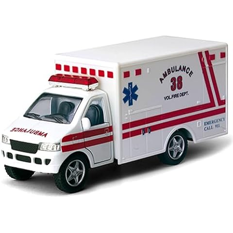 KiNSMART Rescue Team Ambulance 5" Die Cast Metal Cabin w/Pullback Action Cover