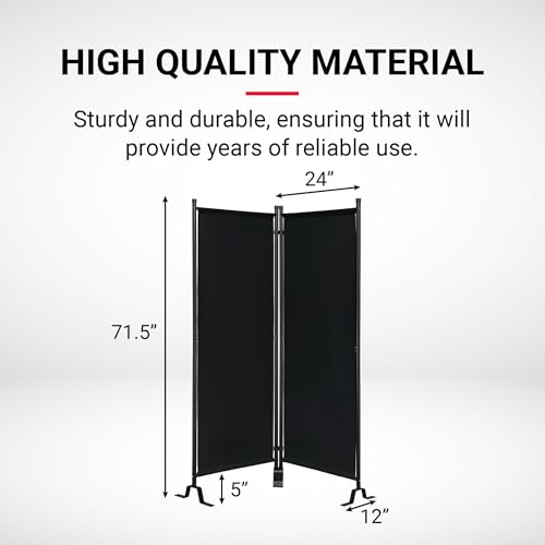 Proman Products - Galaxy II Section Divider, Water Repellent Fabric Room Divider with Black Powder Coated Metal Frame for Indoors or Outdoors, Small 50.25” Width (Black)