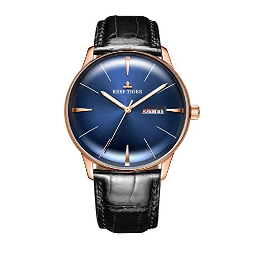 Reef Tiger Brand Dress Watches for Men Blue Analog Automatic Watches Date Day RGA8238 (ZRGA8238-PLB)