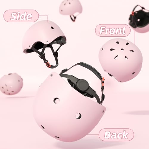 67i Toddler Bike Helmet - Girls Helmets (18.9"-21.2") with 11 Ventilation Vents, Adjustable Knob & Double Buckle, ABS EPS Layered Safety for Ages 1-4 (Light Pink) - Thumbnail 3