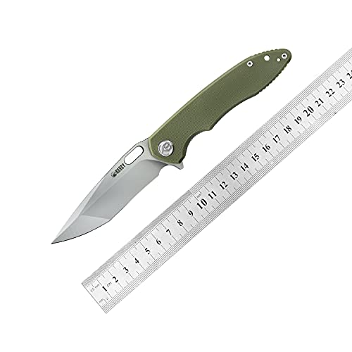 Kubey Darkness Ku003 Pocket Knife 3.7" Tanto Blade Outdoor Edc Folding Knife With G10 Handle & S.s Clip Utility Work Knife For Hunting Fishing And Hiking (Od Green) #TOP5