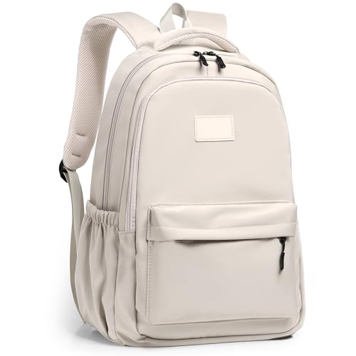 Lahrma Travel Backpack Womens, Lightweight 14 Inch Laptop Rucksack Bag for Men, Splash-proof & Casual Daypacks for School College Work (White)
