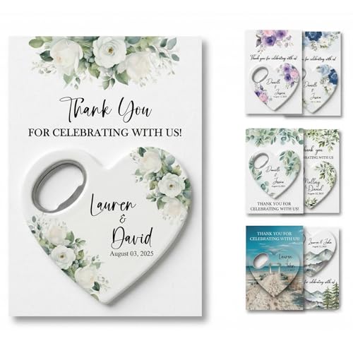 SunnyFunnyGift Wedding Favors for Guests Personalized Bottle Opener Save the Date Magnet Custom Bottle Opener Wedding Party Favors for Guests in bulk. 10 to 300 pcs.