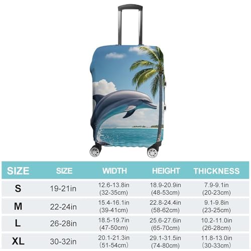 Dolphins And Palm Trees Printed Luggage Cover Protector, Fits 18-32 Inch Luggage2