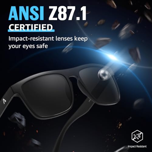 Image of TJUTR ANSI Z87.1 Safety Sunglasses for Men Polarized Square Sun Glasses