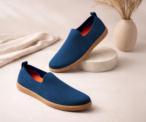 Image of Kraasa Men's Casual Slip-On Loafers | Soft Knitted Upper Breathable Flex Upper | Lightweight Comfort Shoes | TPR Sole