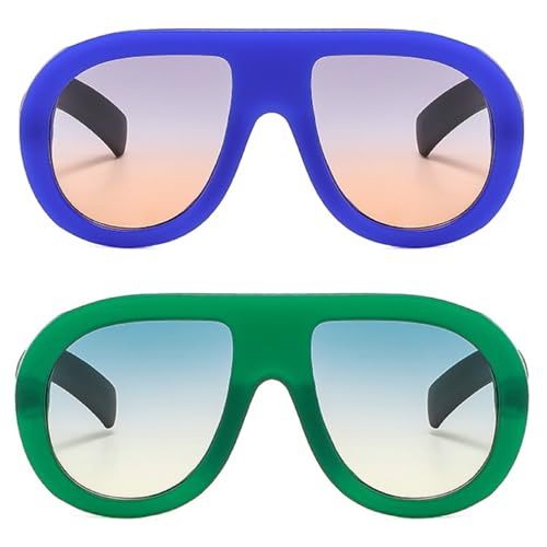 Image of Popular Fashion Pilot Sunglasses Women Retro Chunky Designer Men Punk Gradient Shades UV400 Oversized Sun Glasses