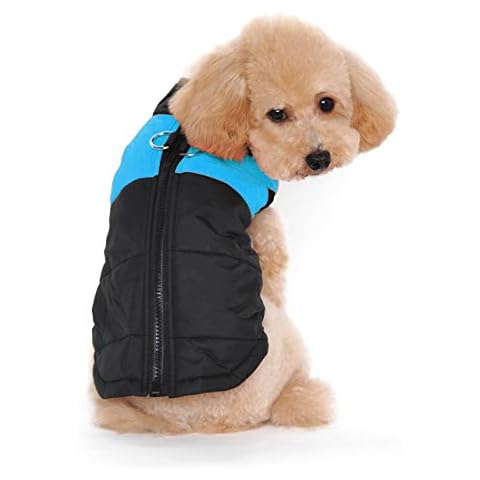 Ectkuee Waterproof Dog Coat Jacket Warm Padded Puffer Pet Dog Puppy Clothes Vest (Blue,S) Cover