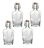 Bormioli Rocco Fiaschetta Glass 8.5 Ounce Pocket Flask, Set of 4