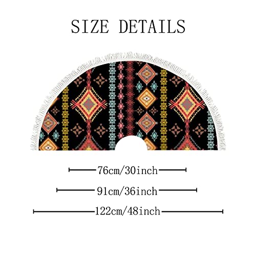 36 Inch Christmas Tree Skirt Ethnic Boho Geometric Tree Skirt Mat Decoration Holiday Party Farmhouse Xmas Tree Matfor Home Indoor Outdoor #TOP1