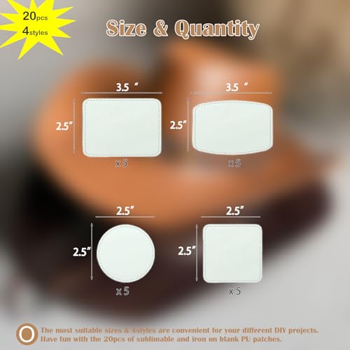 Ifforce 20 SUBLIMATION BLANK LEATHER PATCHES 20 Pcs Full Sublimation Blank Leatherette Patches Without Border thumb #1