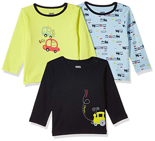 Image of Amazon Brand - Jam & Honey Baby Boy's Full Sleeves T-Shirt | 100% Cotton Printed Regular Fit T-Shirts | New Born Baby Clothes - 0 to 24 Months (Pack of 3)