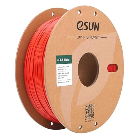 eSUN Upgraded Matte PLA Filament 1.75mm, Matte PLA 3D Printer Filament, Shine-Free Color, Frosted Texture, 1KG Spool (2.2 LBS) for 3D Printers, Matte Fire Engine Red