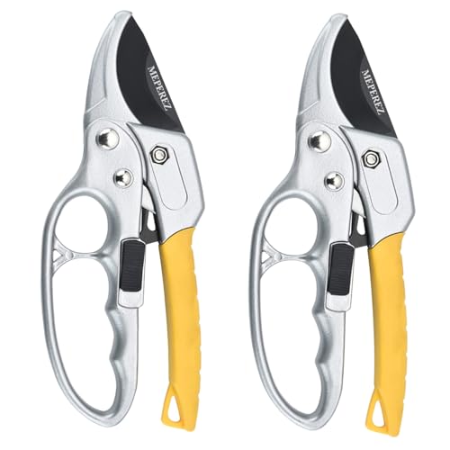 Ultra Sharp Germany Steel Pruning Shears - Cuts 3X Easier, Weak Hand Arthritis Snips, Rust-Resistant, Effortlessly 1-Inch Cut Capacity Garden Scissors, Ergonomic Handle (2 pack-yellow)