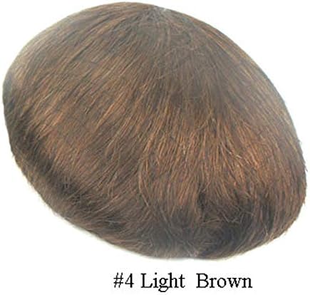 Human Hair Mens Toupee Hairpieces Swiss Lace Front Replacement System Combined with PU base 10X8 inch large size N.L.W. Light Brown 6 inch - Image 3