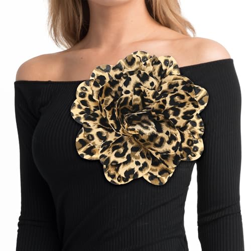 Image of M METERXITY Extra Large Rose Flower Brooches, Lapel Pins Dainty Satin Fabric Big Camellia Oversized Brooch Pin