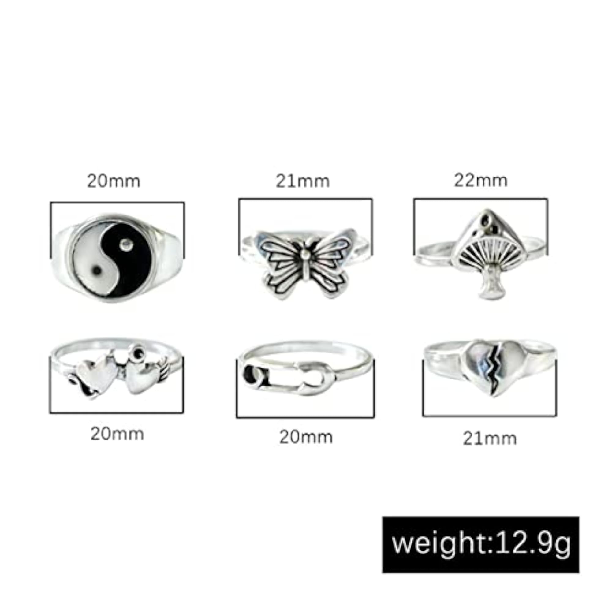 Plated-Tone Rings Set of 6