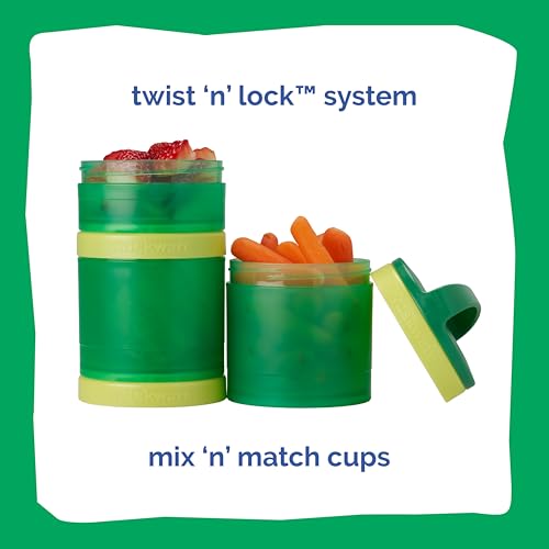 Image of Whiskware Solid Snack Containers, 3 Stackable Snack Cups, Green /Yellow