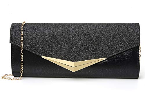 iwish - Bolso de mano metálico para mujer, color Negro, talla Small