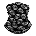 FOSKERV Fashion Neck Gaiter Windproof, Women Men Portable Seamless Face Mask Scarf, Breathable Bandana Head Wrap Soft for Workout, Dark Gray Cool Skulls