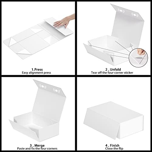 RYDDOY 9.5x6x3'' Gift Box, White Gift Boxes with Lids for Presents Magnetic - 4