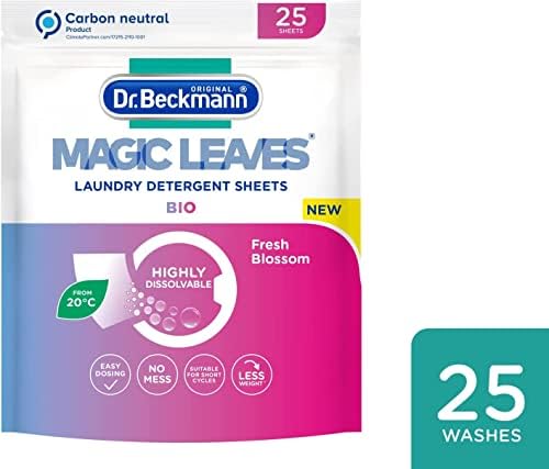 Dr. Beckmann MAGIC LEAVES Laundry Detergent Sheets BIO | Convenient and pre-dosed laundry detergent sheets | Dissolvable climate neutral and easy to use | 25 sheets