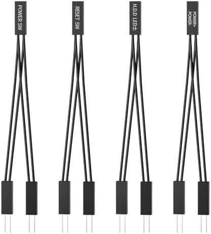 PC Power Switch Splitter, 2 Pin 2.54mm 1 Female to 2 Male Power SW Reset SW HDD LED Jumper Splitter Adapter for PC Motherboard Power ON Off Reset Hard Drive LED