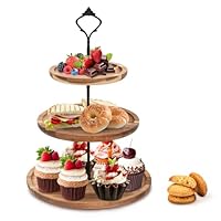 BSDLZCH 3 Tier Akazie hölzernen Kuchen Stand, kann als 3 Tier, 2 Tier & Single Tier Stand wie Sie benötigen, passen Hochzeit Geburtstag Graduierung Afternoon Tea Party verwendet werden