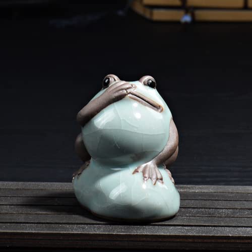 FJXQTCXD Boutique Creative Tea Pet Ornament Cute Little Frog Golden Toad Tea Tray Tea Ceremony Accessories Tea Play Nourishing Decoration (A)