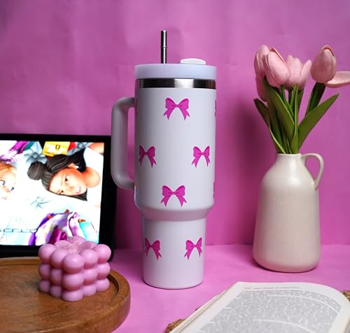 Image of 1200ML Stainless Steel Tumbler Hot and Cold with Handle and Lid and 2 Straws, Double Insulated Cup Leak Proof Mug Cupholder for Gym, Travelling (crimsone)