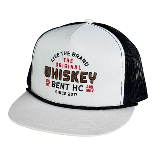 WHISKEY BENT HAT CO. The Straight Adjustable Snapback Hat (US, Alpha, One Size, White/Black)