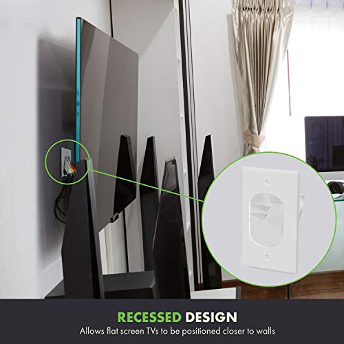 Topgreener Recessed Low Voltage Cable Wall Plate For Home Theaters, Size 1-Gang 4.50" X 2.75", Polycarbonate Thermoplastic, Tg8881-2Pcs, White (2 Pack) #TOP6