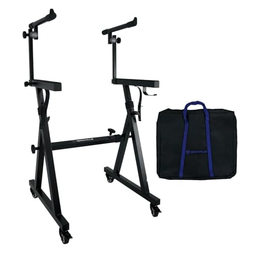 Rockville Z45W Z-Style 2-Tier Keyboard Stand+Wheels+Bag+Adjustable Height+Width,Black