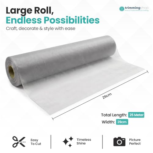 Trimming Shop 25 m x 29 cm klare Organza-Rollen Hochzeitsstuhlschärpen Tischläufer Girlanden Geschenkband Home Party Dekoration… – Ansicht 2