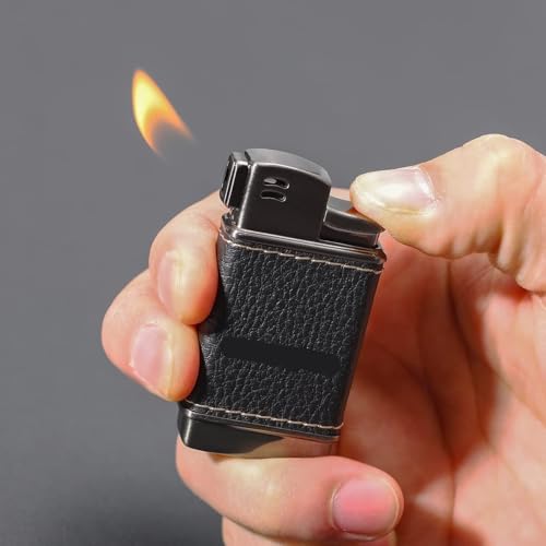 Encendedor de llama inclinada con metal y cuero miniatura 3