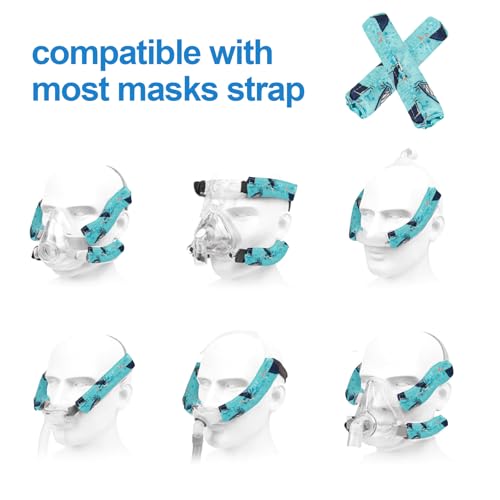 Image of 4 Pack Satin Mask Strap Covers, Face Cushion Cover for Strap Headgear, Universal and Reusable Comfort Pads, C Papa Accessories & Supplies Mask Cover Headgear Pads for Reducing Red Marks (Shark)