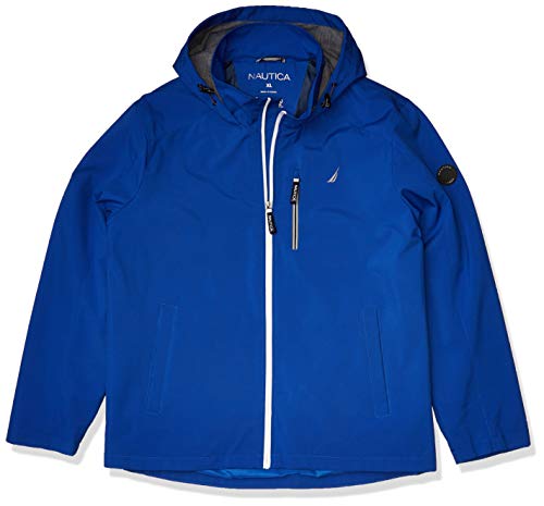 Nautica Men's Poly Stretch Zip Jacket with Hood, Bright Cobalt, Large