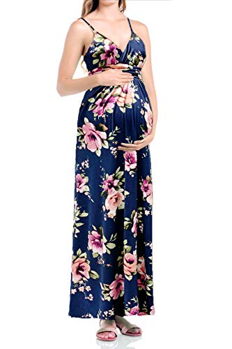 Beachcoco Women's Maternity Long Dress – Sweetheart Empire Waist Sleeveless Spaghetti Strap Comfortable Pregnancy Photography