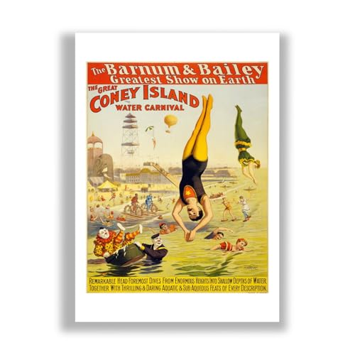 Affiche Barnum & Bailey Coney Island vintage semi-brillant XL pour salon