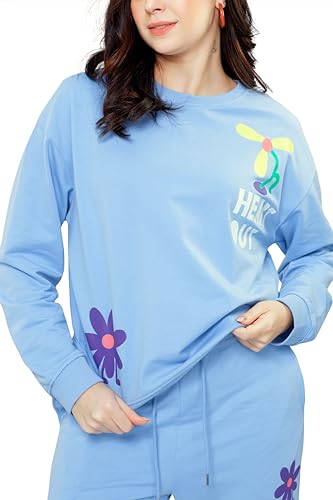 Image of ZEYO Women Cotton Track Suit Conversational Printed Co-ords Set