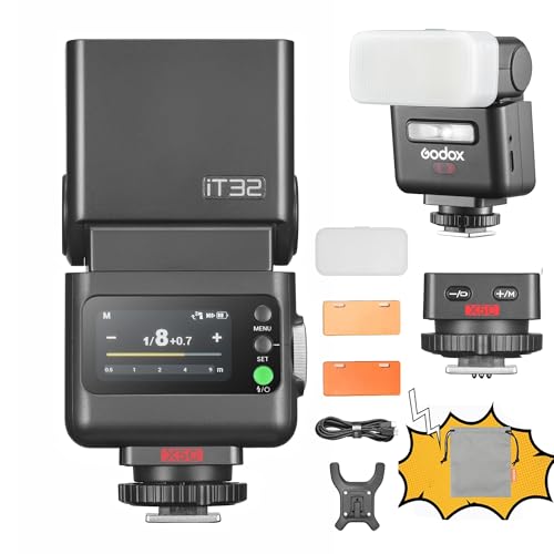 Godox iT32 TTL Camera Flash with X5 C Wireless Flash Trigger 2.4GHz HSS 1/8000s GN18 with Magnetic Diffuser for Canon Cameras