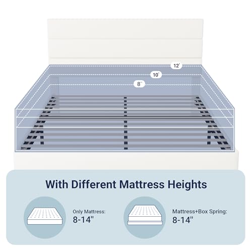 image for Allewie Queen Size Platform Bed Frame with Velvet Upholstered Headboar