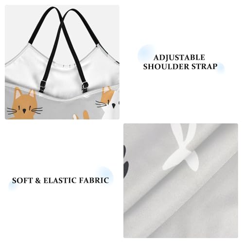 Girl's One Piece Swimsuit Cat and Gray Background Beach Bathing Swimwear3