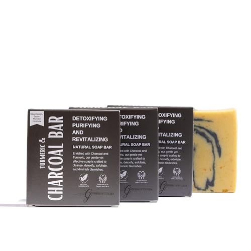Goddess Of The Sea Beauty Bar Turmeric Charcoal Bar – Natural Face & Body Soap for Acne, Dark Spots & Detox | Even Skin Tone | Deep Cleansing | Handmade, Organic, Vegan with Activated Charcoal & Turmeric (1)